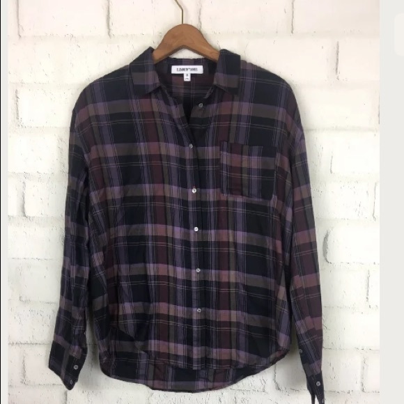 Elizabeth and James Tops - Elizabeth And James XS Top Purple Plaid Button Up
